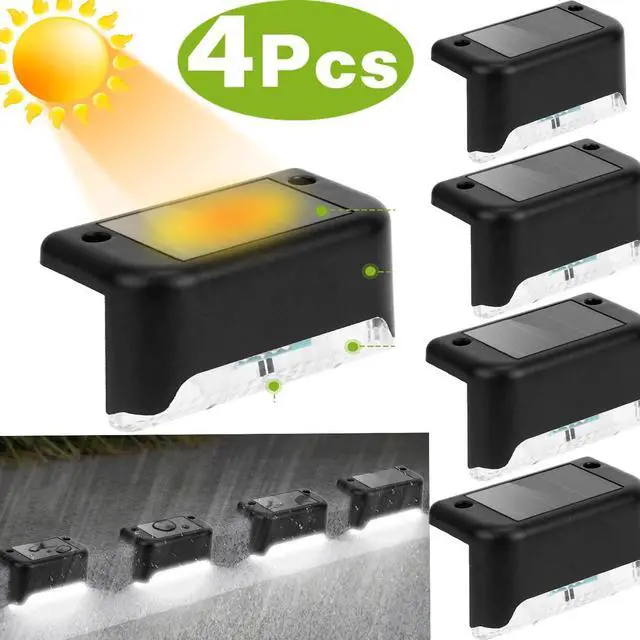 Main image of 4 Pack Solar Powered LED Deck Lights Outdoor Path Garden Stairs Step Fence Lamp