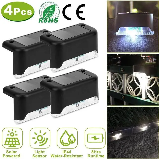 Alt view image 2 of 7 - 4 Pack Solar Powered LED Deck Lights Outdoor Path Garden Stairs Step Fence Lamp