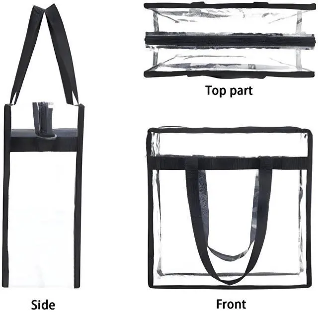 Alt view image 2 of 2 - Clear Stadium Tote Bag with Zipper 10x10x5 NFL Stadium Approved Transparent Bag