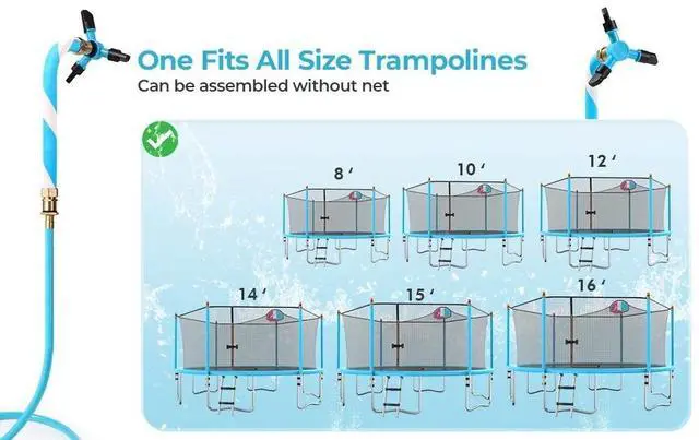 Alt view image 7 of 7 - Trampoline Sprinkler, Net Friendly Water Sprinkler for Kids, Fun 360° Rotating