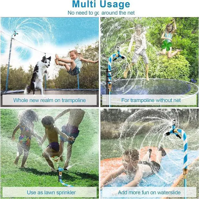 Alt view image 6 of 7 - Trampoline Sprinkler, Net Friendly Water Sprinkler for Kids, Fun 360° Rotating