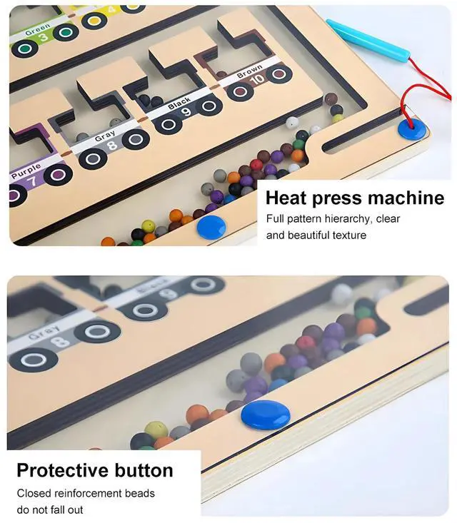Alt view image 3 of 5 - Magnetic Color and Number Maze, Montessori Wooden Toddler Magnet Puzzle Game