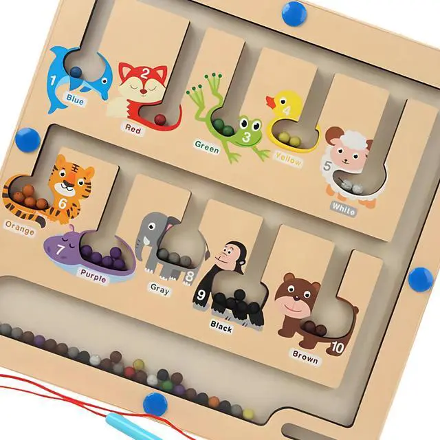 Alt view image 2 of 5 - Magnetic Color and Number Maze, Montessori Wooden Toddler Magnet Puzzle Game