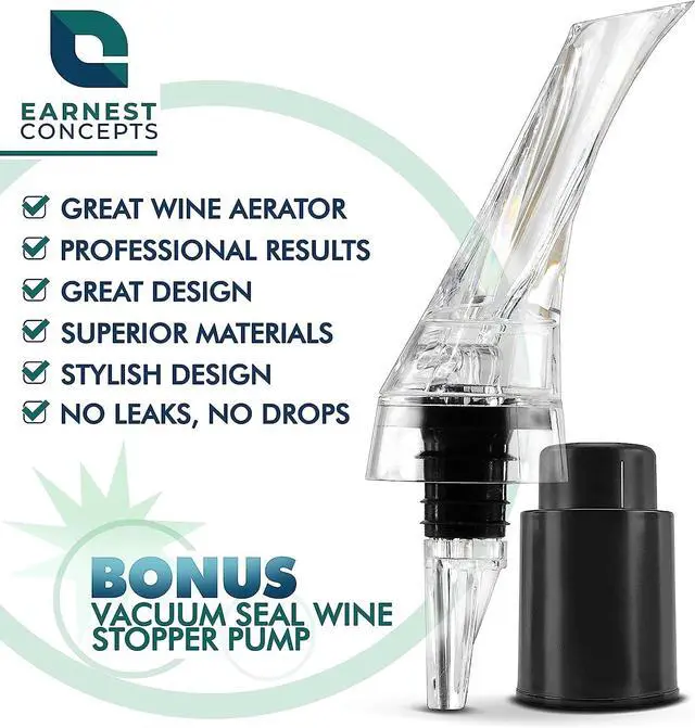 Alt view image 2 of 6 - Wine Air Aerator & Suction Bottle Stopper Aerating Pour Spout Decanter - 2 Pack!