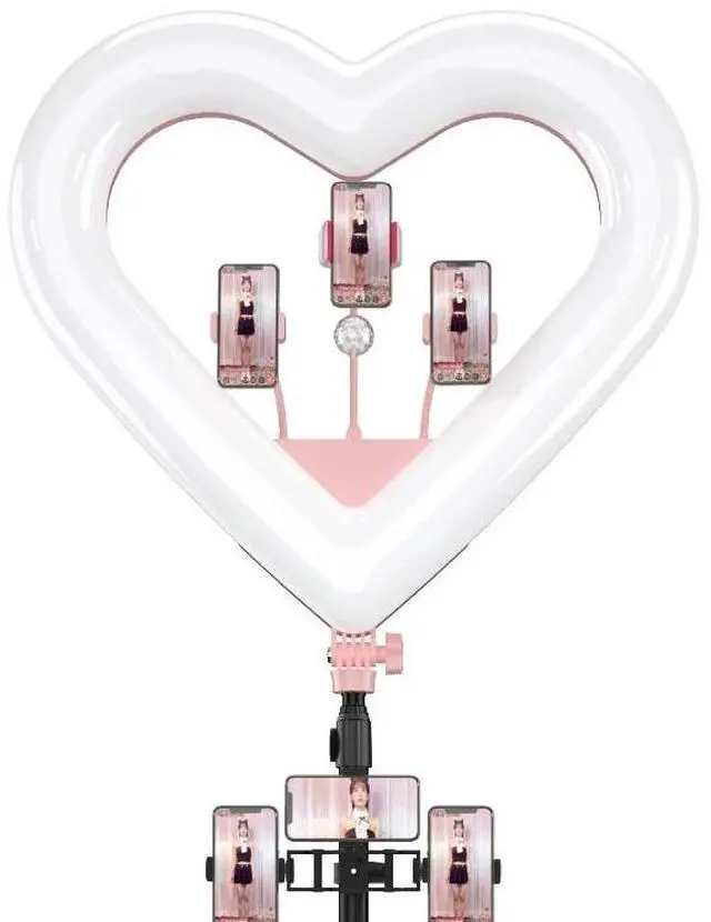 Alt view image 3 of 7 - X2 sets of 20'' led Ring Light kit heart w/Stand & remote Social Media+Microphon