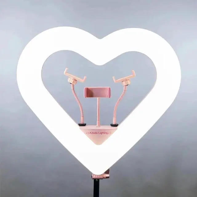 Alt view image 2 of 7 - X2 sets of 20'' led Ring Light kit heart w/Stand & remote Social Media+Microphon
