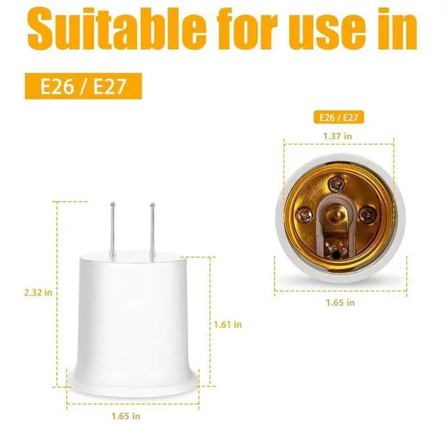 Alt view image 4 of 7 - 2Pcs Light Socket to Plug Adapter Plug-in Light Bulb Outlet Adapter E26 E27