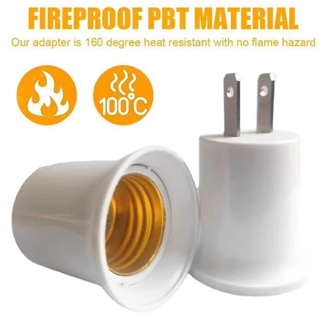 Alt view image 2 of 7 - 2Pcs Light Socket to Plug Adapter Plug-in Light Bulb Outlet Adapter E26 E27