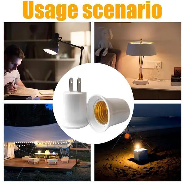 Alt view image 6 of 7 - 2Pcs Light Socket to Plug Adapter Plug-in Light Bulb Outlet Adapter E26 E27