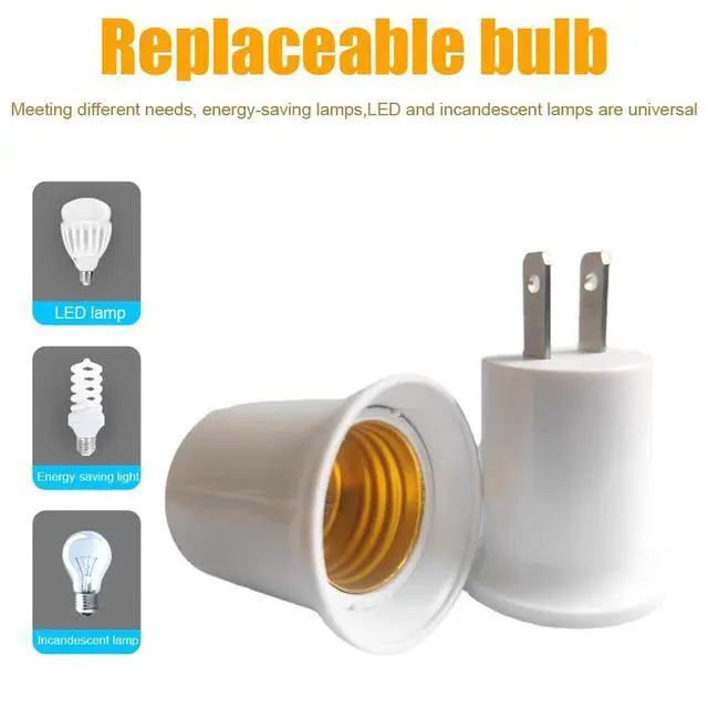 Alt view image 3 of 7 - 2Pcs Light Socket to Plug Adapter Plug-in Light Bulb Outlet Adapter E26 E27