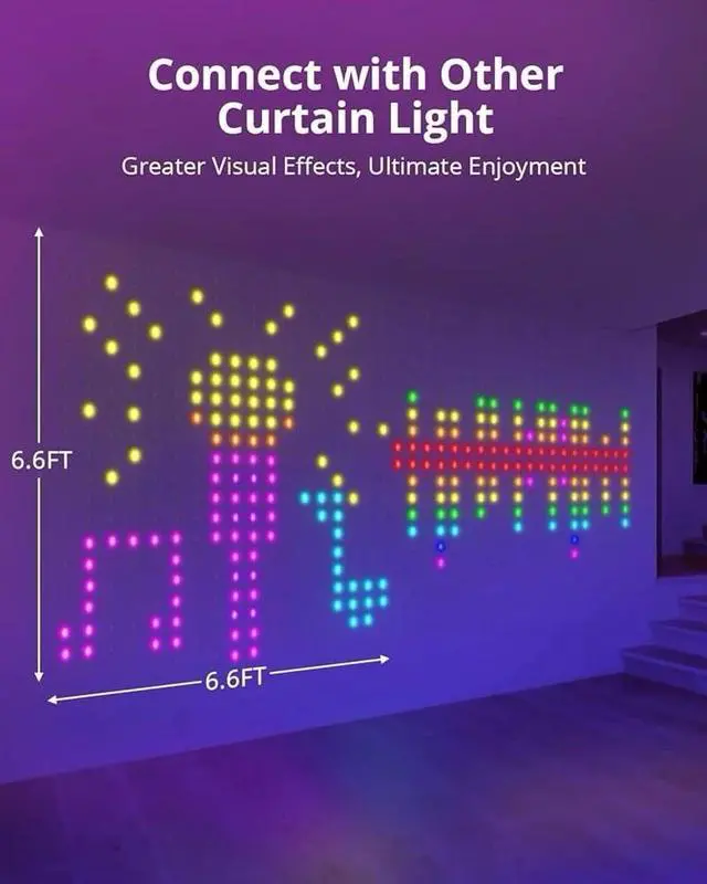 Alt view image 3 of 5 - LED Smart Curtain Light with APP Curtain Strip Lights with Programmable Music...