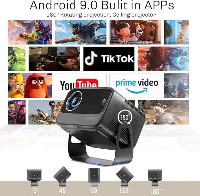 Alt view image 2 of 7 - Smart Projector with Wifi and Bluetooth,Built-In Apps Auto Focus & Keystone,1080