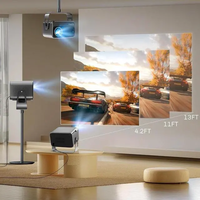 Alt view image 6 of 7 - Smart Projector with Wifi and Bluetooth,Built-In Apps Auto Focus & Keystone,1080