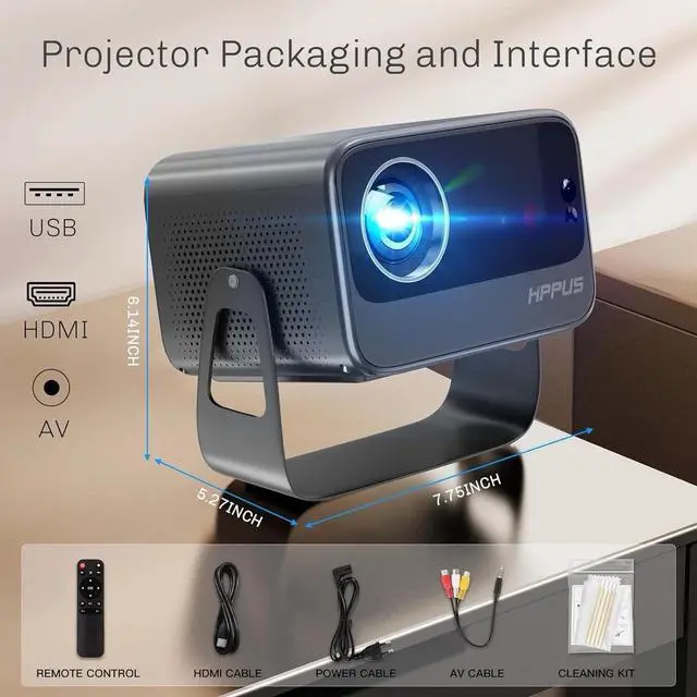 Alt view image 5 of 7 - Smart Projector with Wifi and Bluetooth,Built-In Apps Auto Focus & Keystone,1080