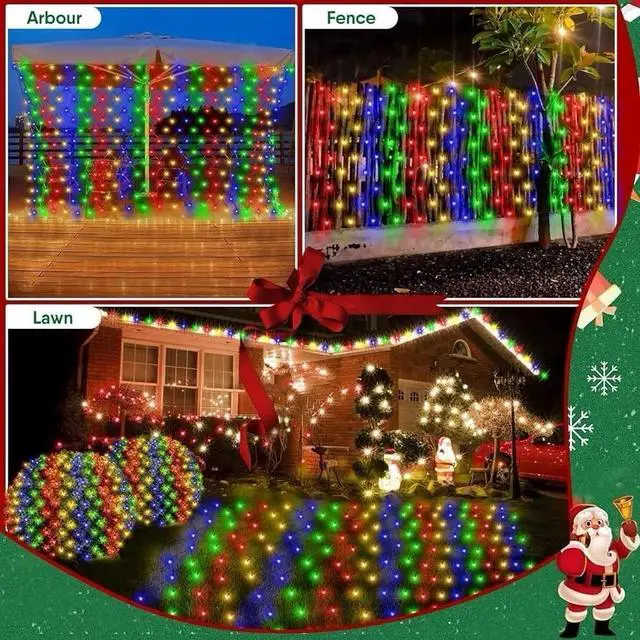 Alt view image 6 of 7 - Christmas Net Lights, 280 LED Mesh Lights 9.8FT x 6.6FT 8 Modes Waterproof