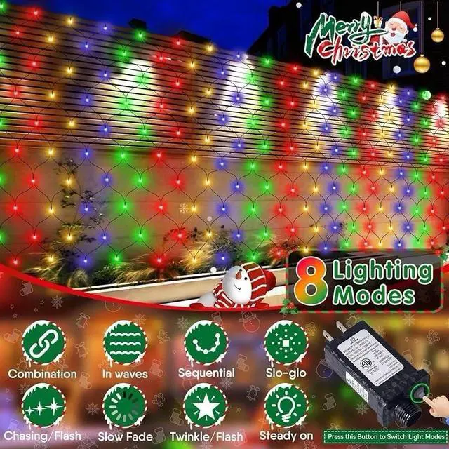 Alt view image 2 of 7 - Christmas Net Lights, 280 LED Mesh Lights 9.8FT x 6.6FT 8 Modes Waterproof