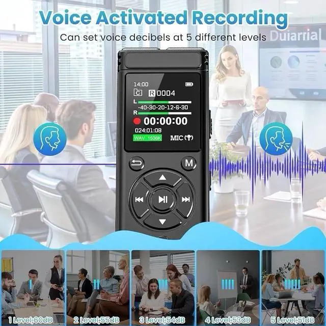 Alt view image 4 of 6 - 136GB Digital Voice Recorder with Playback,9000 Hours Audio Recording Device,Voi