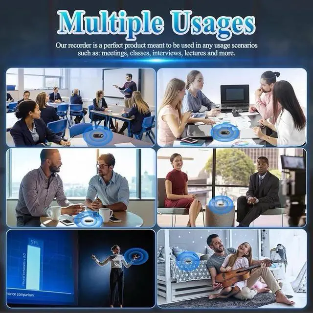 Alt view image 6 of 6 - 64GB Digital Voice Recorder with Playback - 750 Hours Activated...