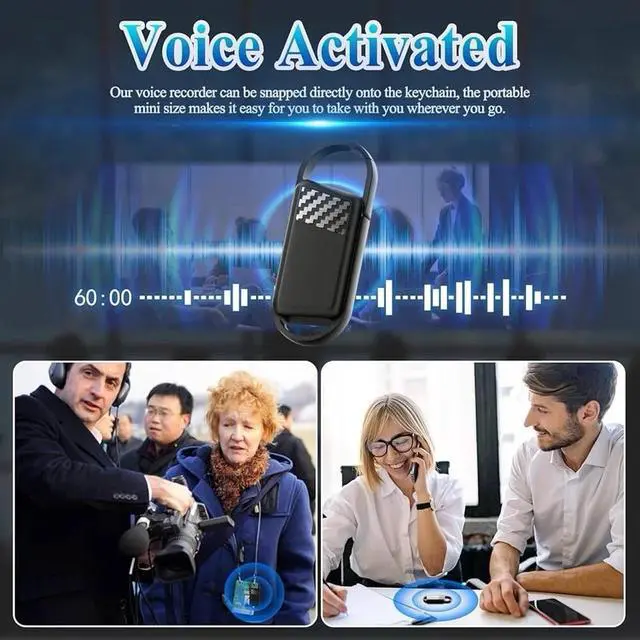 Alt view image 4 of 6 - 64GB Digital Voice Recorder with Playback - 750 Hours Activated...