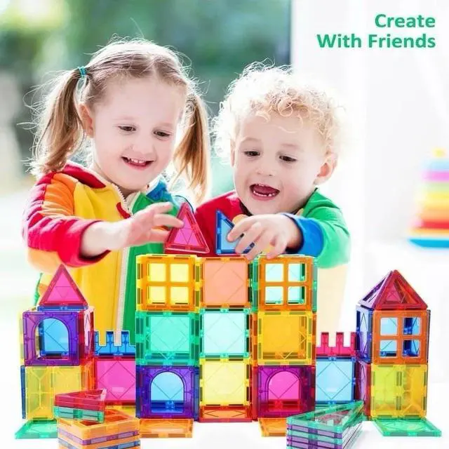 Alt view image 2 of 7 - Magnet Tiles Mag-Genius Magnet Tiles 112 Piece Set And All New Magnet Kids NEW