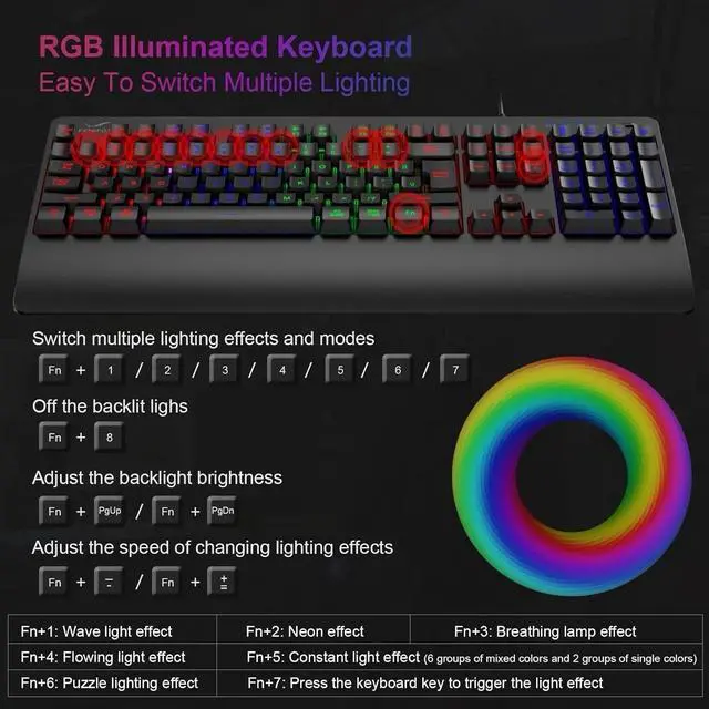 Alt view image 4 of 7 - Gaming Keyboard and Mouse for Mac PC PS5 PS4 Xbox One Gamers RGB Backlit LED ...