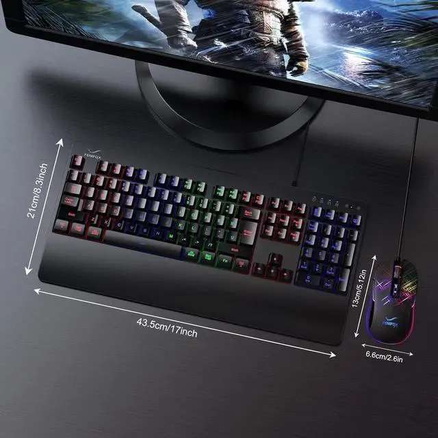 Alt view image 5 of 7 - Gaming Keyboard and Mouse for Mac PC PS5 PS4 Xbox One Gamers RGB Backlit LED ...