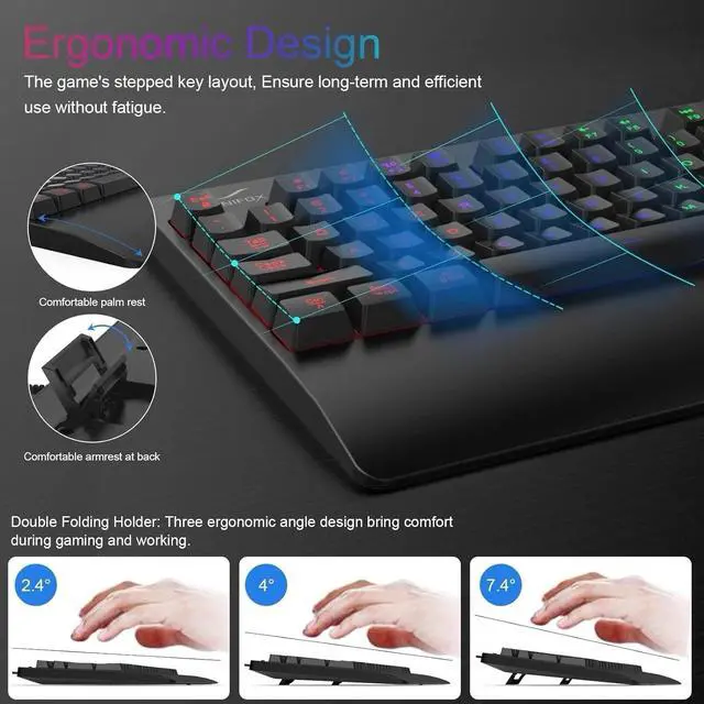 Alt view image 3 of 7 - Gaming Keyboard and Mouse for Mac PC PS5 PS4 Xbox One Gamers RGB Backlit LED ...