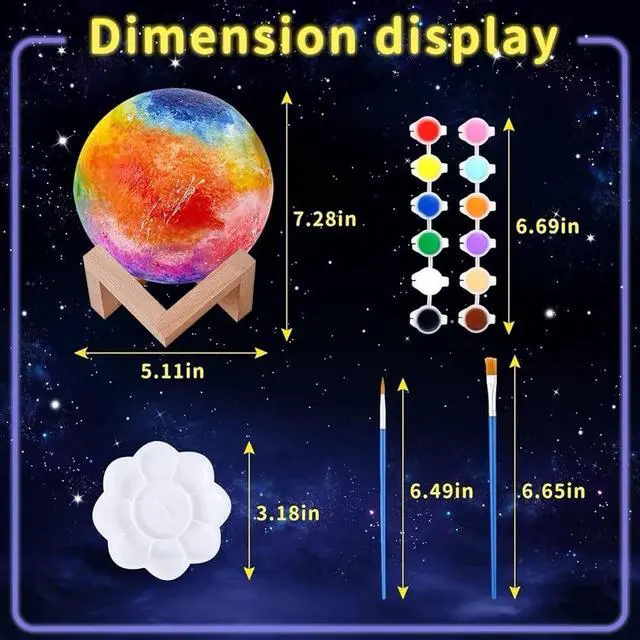 Alt view image 7 of 7 - Paint Your Own Moon Lamp KitDIY 3D Moon Light Cool Galaxy LampToys for Teens ...
