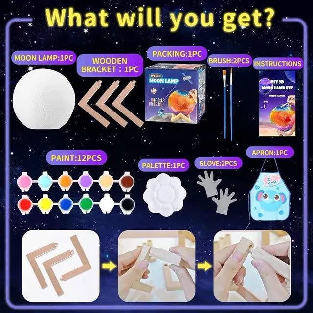 Alt view image 4 of 7 - Paint Your Own Moon Lamp KitDIY 3D Moon Light Cool Galaxy LampToys for Teens ...