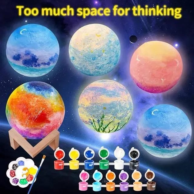 Alt view image 3 of 7 - Paint Your Own Moon Lamp KitDIY 3D Moon Light Cool Galaxy LampToys for Teens ...