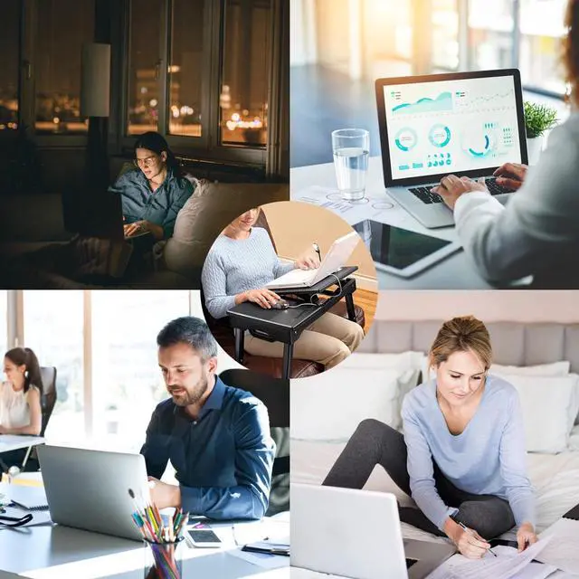 Alt view image 7 of 7 - Laptop Desk for Bed with Fan Portable Laptop Stand for Couch Foldable Legs W/LED