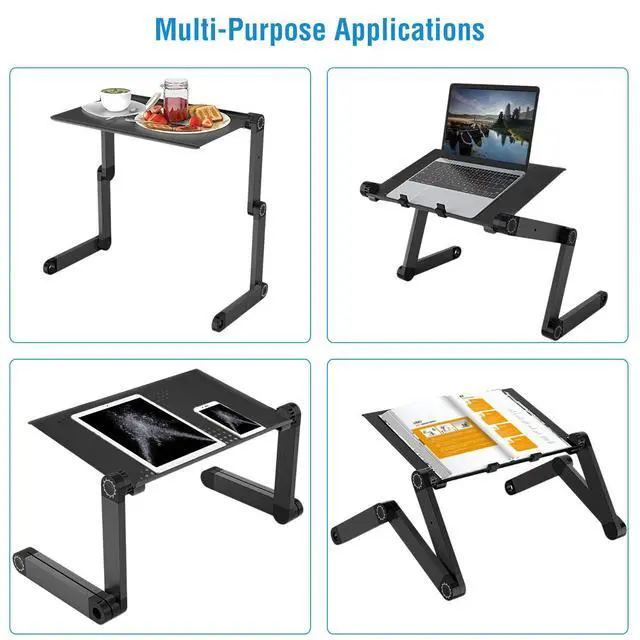 Alt view image 6 of 7 - Adjustable Laptop Table Stand Lap Tray Sofa Bed Notebook Computer Foldable Desk