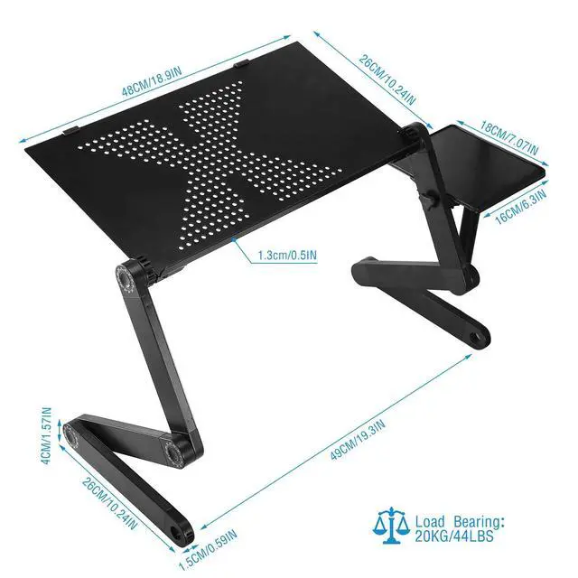 Alt view image 3 of 7 - Adjustable Laptop Table Stand Lap Tray Sofa Bed Notebook Computer Foldable Desk