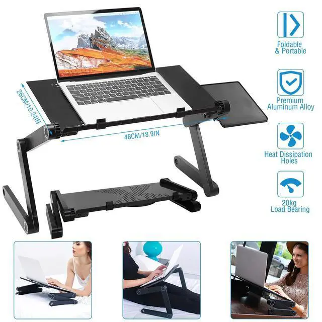 Alt view image 2 of 7 - Adjustable Laptop Table Stand Lap Tray Sofa Bed Notebook Computer Foldable Desk
