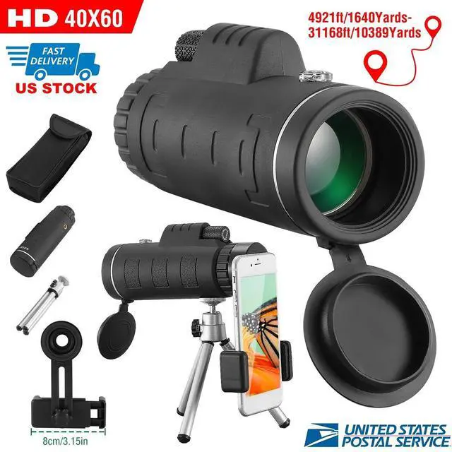 Main image of 40x60 HD Optical Monocular Telescope Low Light Vision Scope+Tripod+Lens Cap NEW