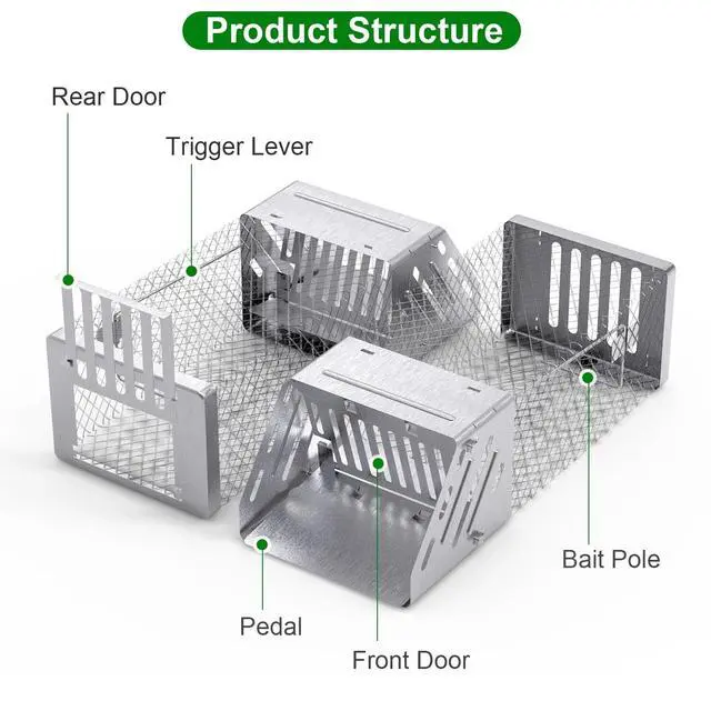 Alt view image 4 of 7 - Automatic Continuous Live Humane Mouse Rat Trap Chipmunk Rodent Trap Catch Cage