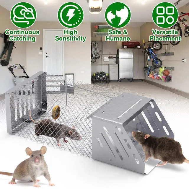 Alt view image 2 of 7 - Automatic Continuous Live Humane Mouse Rat Trap Chipmunk Rodent Trap Catch Cage