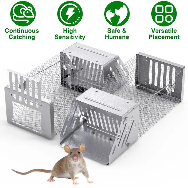 Alt view image 3 of 7 - Automatic Continuous Live Humane Mouse Rat Trap Chipmunk Rodent Trap Catch Cage