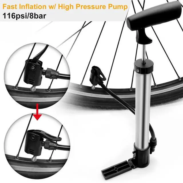 Alt view image 6 of 7 - Bike Pump Bicycle Floor Pump High Pressure Bike Ball Mini Tire Air Pump +balloon