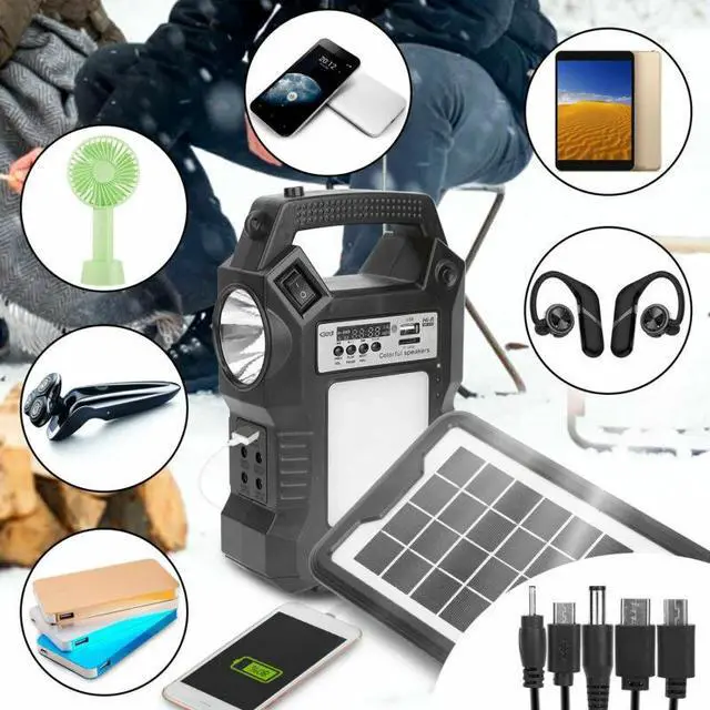 Alt view image 3 of 7 - Portable Solar Power Station Generator for Camping Emergency w/ LED Lights 30H