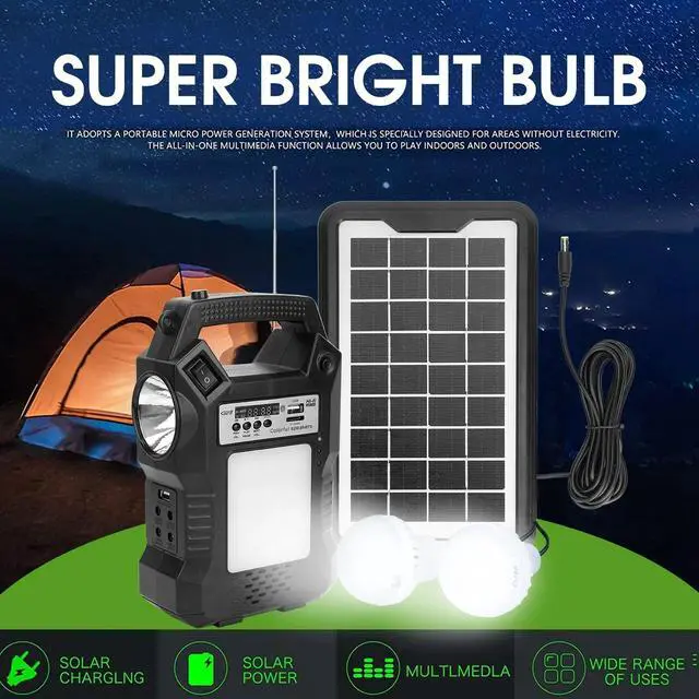 Alt view image 5 of 7 - Portable Solar Power Station Generator for Camping Emergency w/ LED Lights 30H