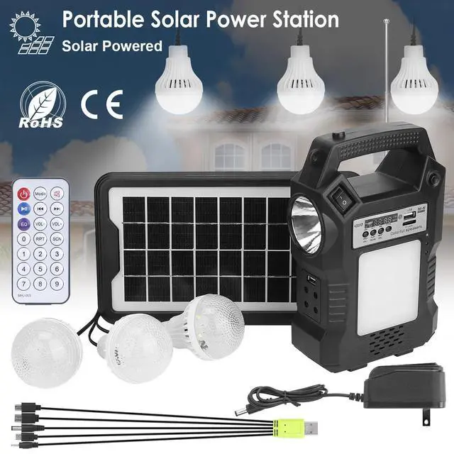 Alt view image 7 of 7 - Portable Solar Power Station Generator for Camping Emergency w/ LED Lights 30H