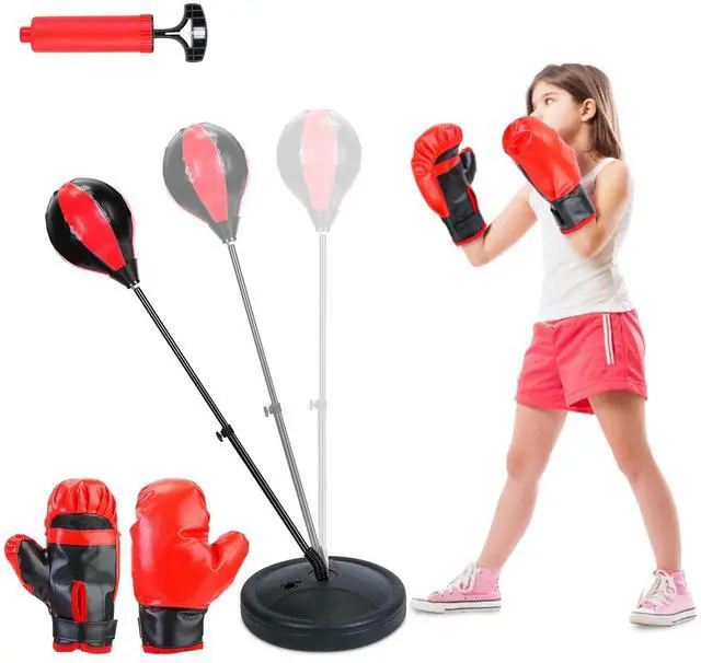 Alt view image 3 of 7 - Kids Free Standing Punching Ball Boxing Adjustable Training Reflex Punching Bag