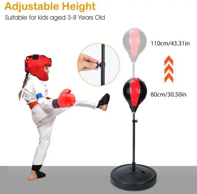 Alt view image 5 of 7 - Kids Free Standing Punching Ball Boxing Adjustable Training Reflex Punching Bag