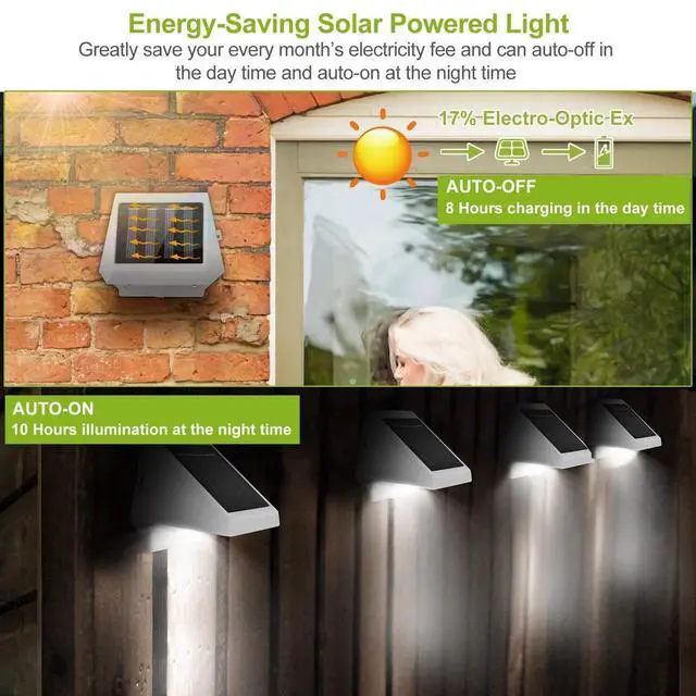 Alt view image 4 of 7 - 4LEDs Solar Wall Light Stairs Fence Garden Yard Outdoor Security Lamp Waterproof
