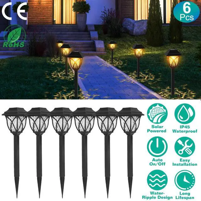 Alt view image 2 of 7 - 6pcs Solar Dusk to Dawn Garden Lamp Outdoor Landscape LED Lights Pathway Yard