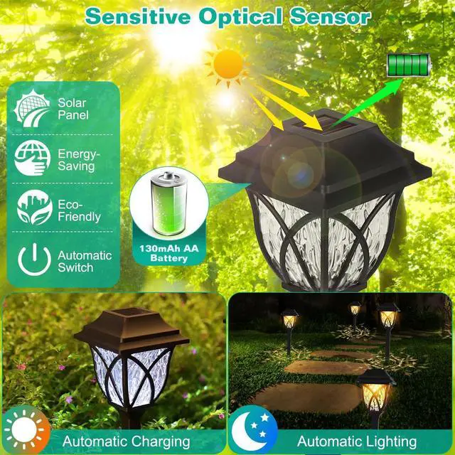 Alt view image 3 of 7 - 6pcs Solar Dusk to Dawn Garden Lamp Outdoor Landscape LED Lights Pathway Yard