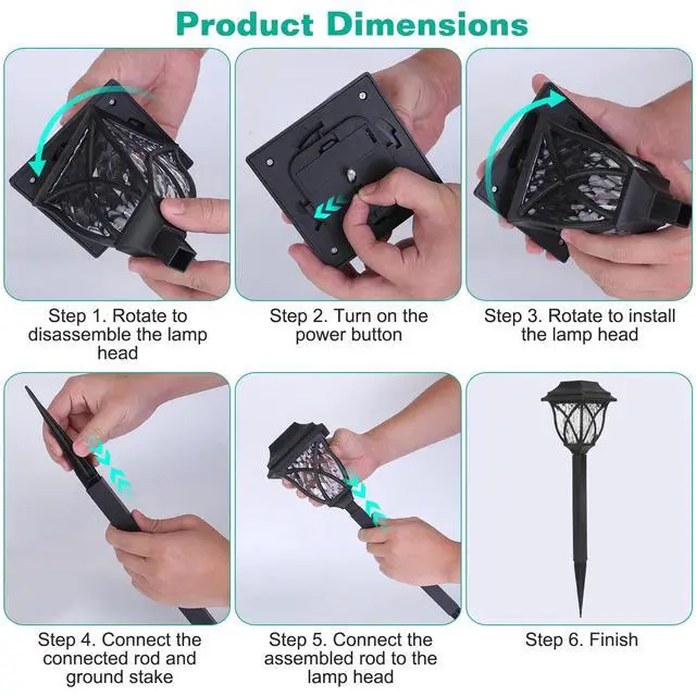 Alt view image 6 of 7 - 6pcs Solar Dusk to Dawn Garden Lamp Outdoor Landscape LED Lights Pathway Yard