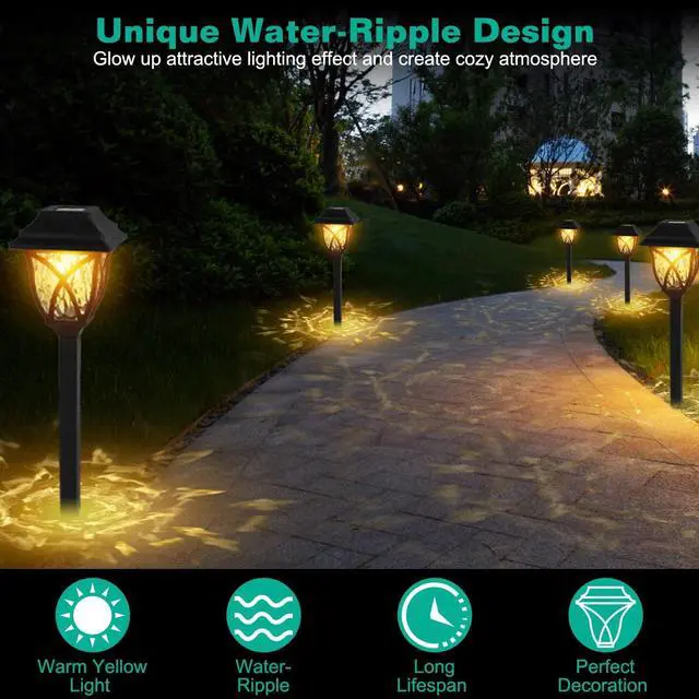 Alt view image 5 of 7 - 6pcs Solar Dusk to Dawn Garden Lamp Outdoor Landscape LED Lights Pathway Yard