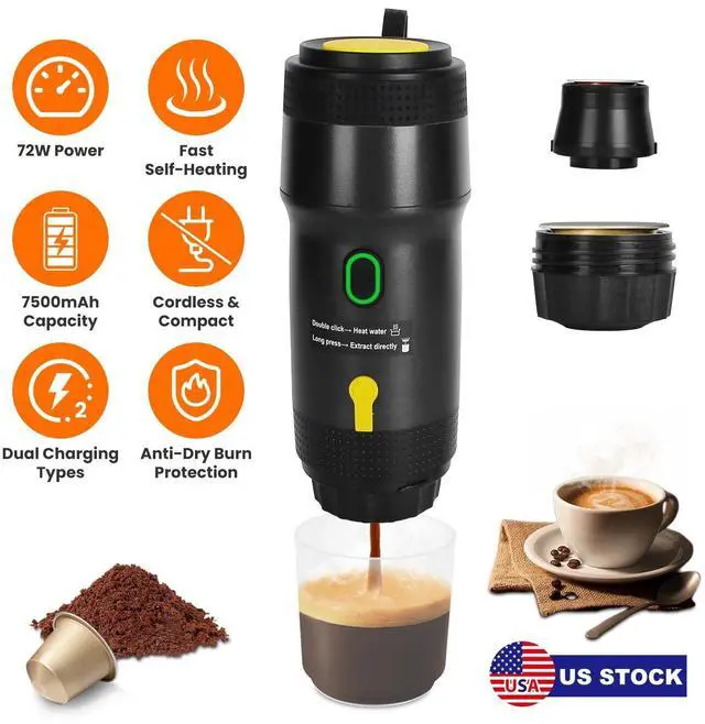 Main image of 7500mAh Portable Electric Espresso Machine Car Coffee Maker Self-Heating Travel